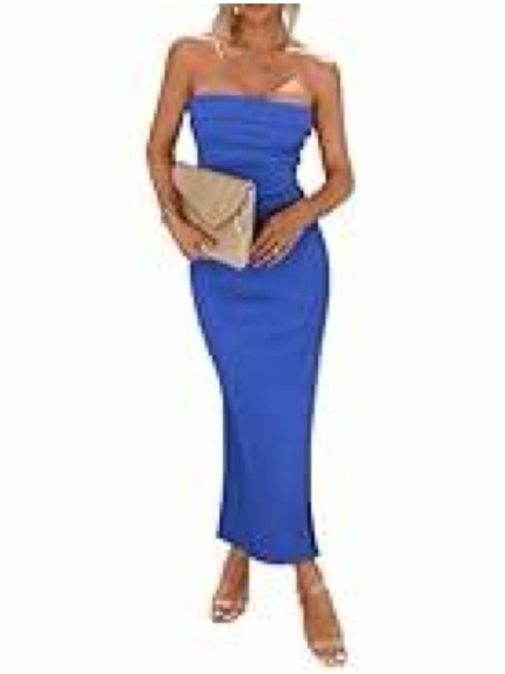 Strapless Cobalt Blue Maxi Dress - Sleek Evening Fit